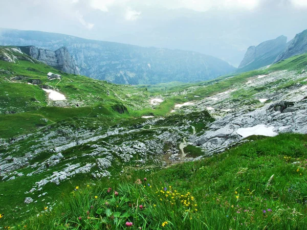 Landschaft Und Umwelt Des Alpsteingebirges Kanton Gallen Schweiz — Stockfoto