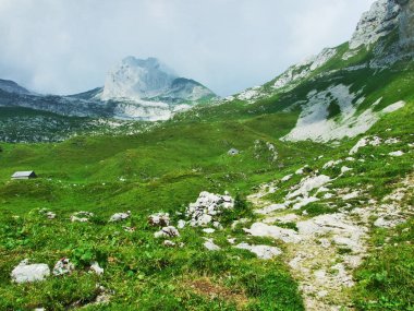 Peyzaj ve çevre Alpstein dağ silsilesi - Canton St. Gallen, İsviçre