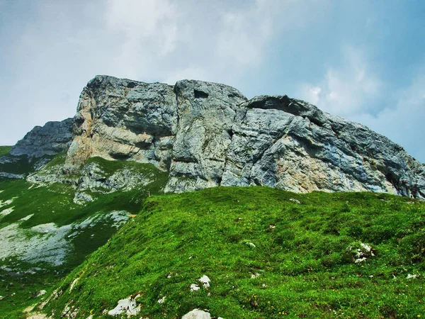 Krajobrazu Środowiska Alpstein Pasmo Górskie Kantonu Gallen Szwajcaria — Zdjęcie stockowe