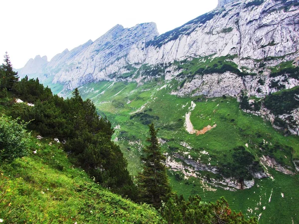 Τοπίο Και Περιβάλλον Της Alpstein Οροσειράς Καντόνιο Του Gallen Ελβετία — Φωτογραφία Αρχείου