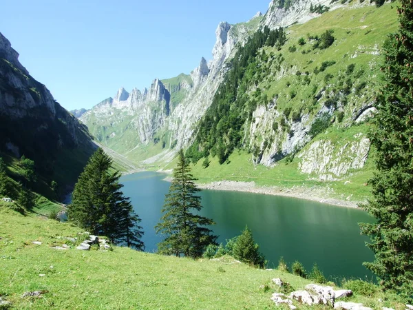 Alpine Lake Fahlensee Bergketen Alpstein Kanton Appenzell Innerrhoden Zwitserland — Stockfoto