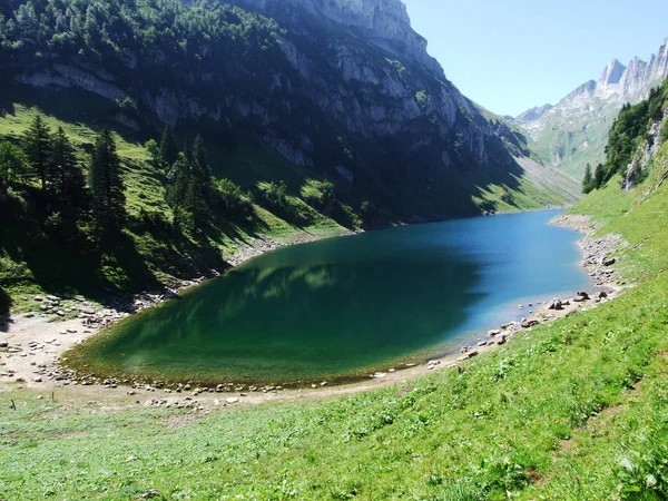 阿尔普施泰因山脉的高山湖法伦西 瑞士阿彭策尔内罗登州 — 图库照片