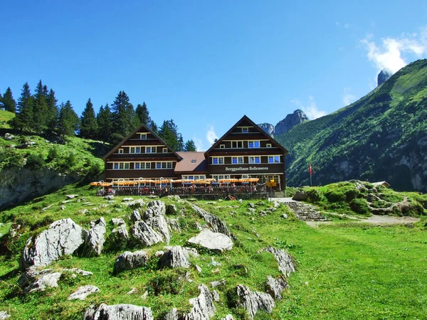 Mountain Restaurant Berggasthaus Bollenwees Alp Lake Fahlensee Canton Appenzell Innerrhoden — Stock Photo, Image