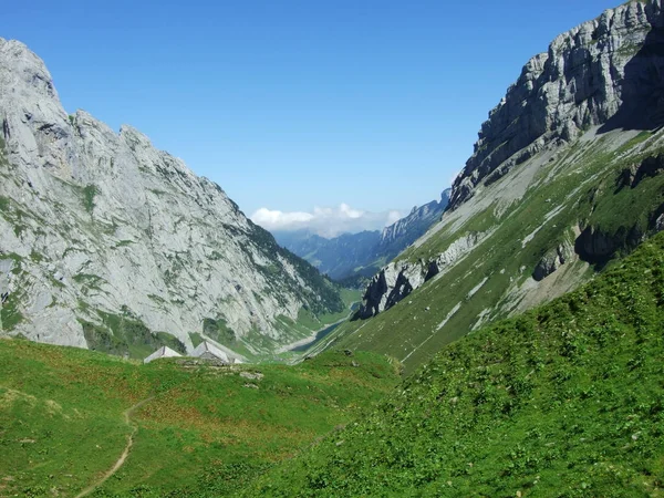 Pohled Vrcholky Fahlenalp Nad Fahlensee Jezerem Horské Masové Alpstein Kanton — Stock fotografie