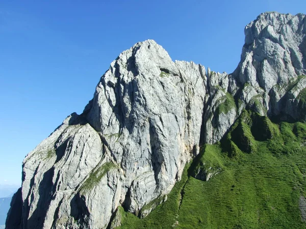 Widok Szczyt Chruzberg Góry Masy Alpstein Kanton Appenzell Innerrhoden Szwajcaria — Zdjęcie stockowe