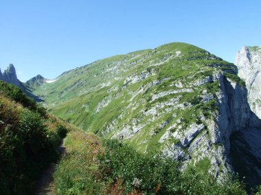 Peyzaj ve çevre Alpstein dağ silsilesi - Appenzell Innerrhoden Canton, İsviçre