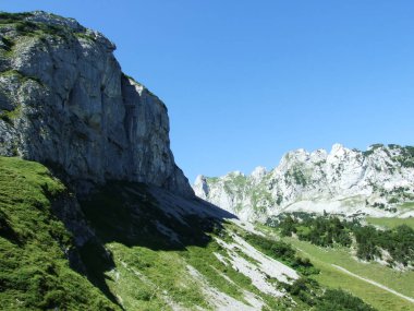Peyzaj ve çevre Alpstein dağ silsilesi - Appenzell Innerrhoden Canton, İsviçre