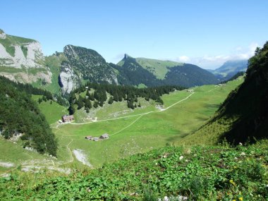 Peyzaj ve çevre Alpstein dağ silsilesi - Appenzell Innerrhoden Canton, İsviçre