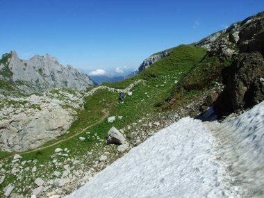 Peyzaj ve çevre Alpstein dağ silsilesi - Appenzell Innerrhoden Canton, İsviçre