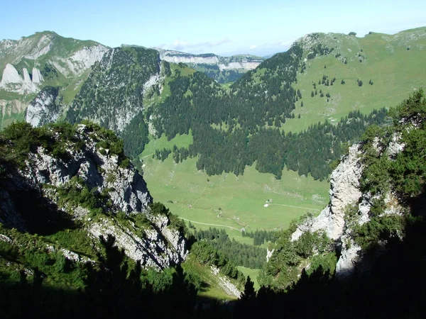 Landschap Omgeving Van Alpstein Bergketen Kanton Appenzell Innerrhoden Zwitserland — Stockfoto