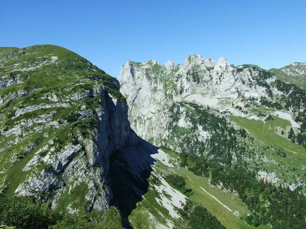 Krajobrazu Środowiska Alpstein Pasmo Górskie Kanton Appenzell Innerrhoden Szwajcaria — Zdjęcie stockowe