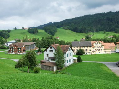 Eski geleneksel yapı ve evleri Urnasch -: Appenzell Ausserrhoden Canton, İsviçre