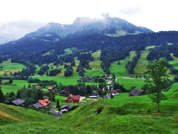 Schilderachtige Heuvels Bossen Weilanden Ostschweiz Kanton Appenzell Ausserrhoden Zwitserland — Stockfoto