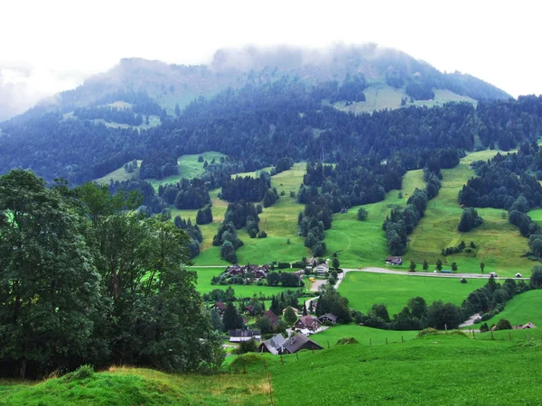 Malowniczych Wzgórz Lasów Pastwisk Ostschweiz Kanton Appenzell Ausserrhoden Szwajcaria — Zdjęcie stockowe