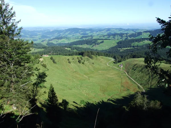 Picturesque Hills Forests Pastures Ostschweiz Canton Appenzell Ausserrhoden Switzerland — Stock Photo, Image