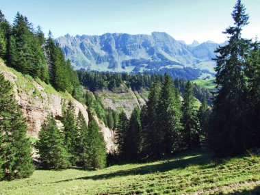 Tepeye kadar Santis dağ kitle Alpstein -: Appenzell Innerrhoden Canton, İsviçre görüntülemek