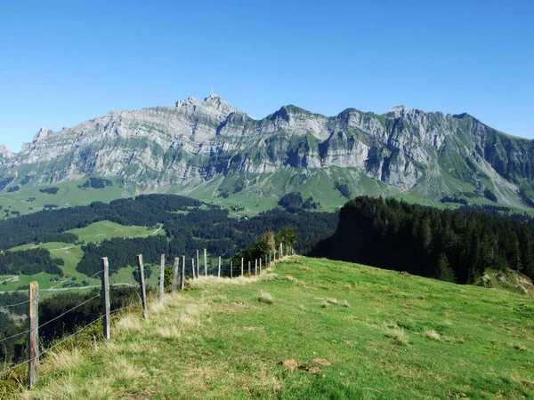 Pohled Vrcholu Santis Horské Masové Alpstein Kanton Appenzell Innerrhoden Švýcarsko — Stock fotografie