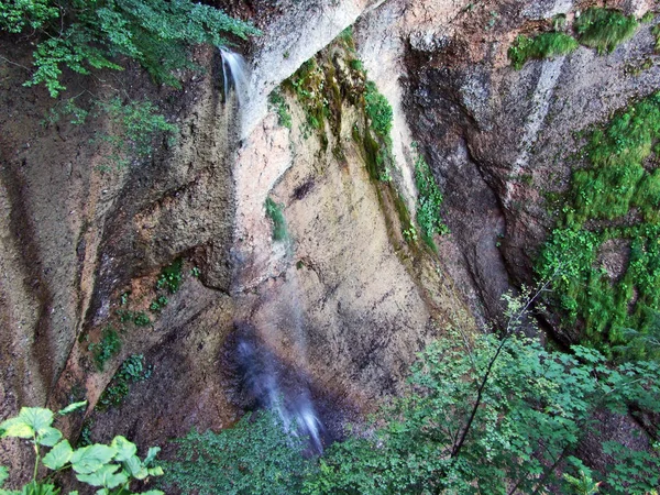 在奥斯特施维兹地区的溪流上瀑布 瑞士阿彭策尔奥塞罗登州 — 图库照片