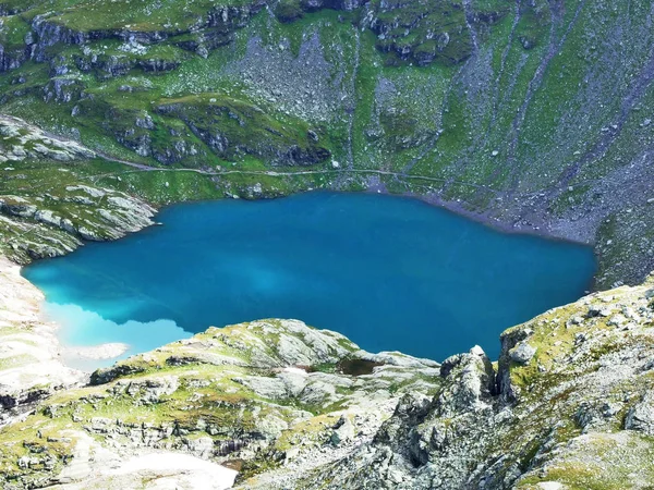 Lago Alpino Wildsee Sob Pico Pizol Cordilheira Glarus Alps Cantão — Fotografia de Stock