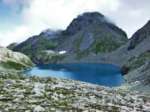 Lac Des Alpes Wildsee Sous Pic Pizol Dans Chaîne Montagnes — Photo