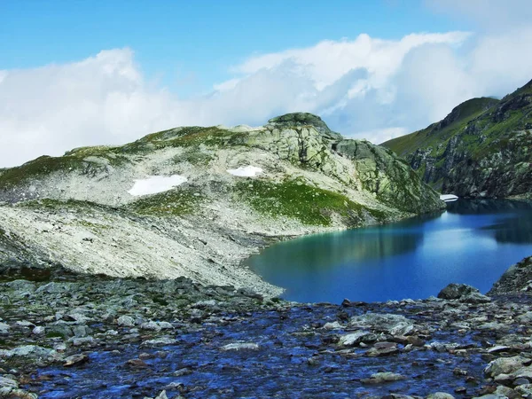 Lac Des Alpes Wildsee Sous Pic Pizol Dans Chaîne Montagnes — Photo