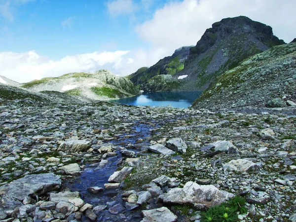 Lago Alpino Wildsee Sob Pico Pizol Cordilheira Glarus Alps Cantão — Fotografia de Stock