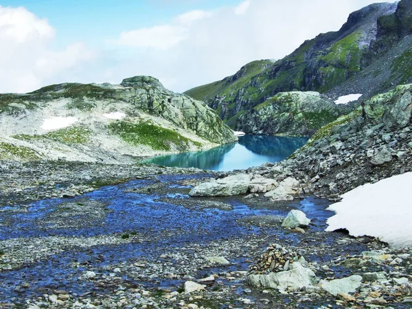 Lac Des Alpes Wildsee Sous Pic Pizol Dans Chaîne Montagnes — Photo
