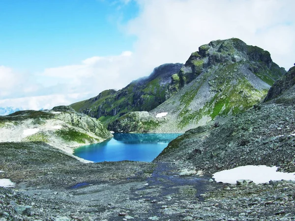 Alpské Jezero Wildsee Pod Pizol Vrchol Pohoří Glarus Alpy Kantonu — Stock fotografie