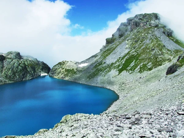 Lago Alpino Wildsee Sob Pico Pizol Cordilheira Glarus Alps Cantão — Fotografia de Stock