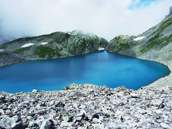 Lac Des Alpes Wildsee Sous Pic Pizol Dans Chaîne Montagnes — Photo