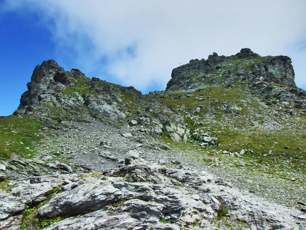 Pohled Vrcholu Hochwart Horské Hmoty Glarus Alpy Kantonu Gallen Švýcarsko — Stock fotografie