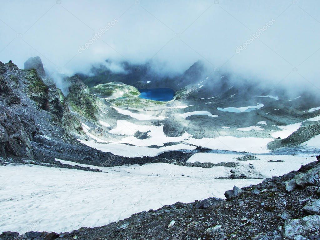 Glacier Pizolgletscher under the Pizol peak in the mountain range Glarus Alps - Canton of St. Gallen, Switzerland