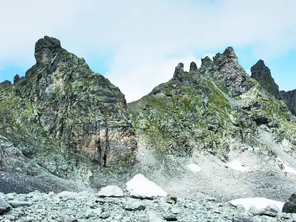 Vista Pico Lavtinahorner Cordilheira Alpes Glarus Cantão Gallen Suíça — Fotografia de Stock