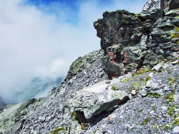 Visa Till Pizol Peak Mountain Massa Glarus Alperna Kantonen Sankt — Stockfoto