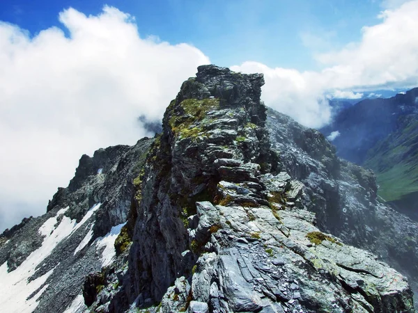 View Pizol Peak Mountain Mass Glarus Alps Canton Gallen Switzerland — Stock Photo, Image