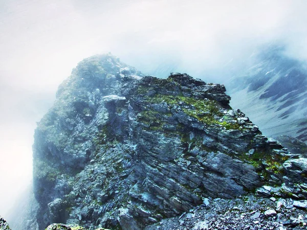 Panoráma Felső Részén Hochwart Mountain Tömeg Glarus Alpok Gallen Kanton — Stock Fotó