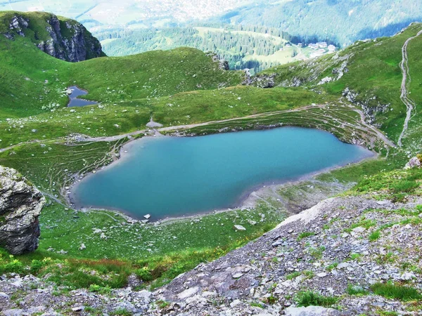 Lago Alpino Baschalvasee Sob Pico Pizol Cordilheira Glarus Alps Cantão — Fotografia de Stock