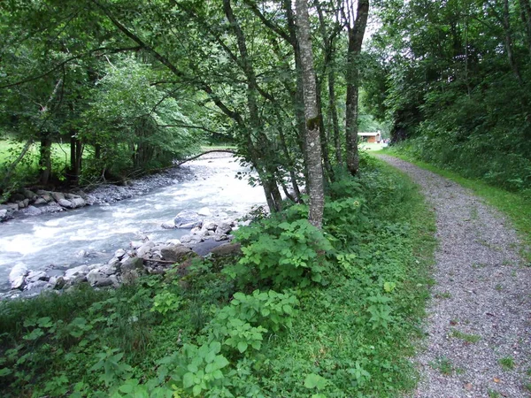 Seez Rivier Weisstannen Dorp Weisstannental Valley Kanton Gallen Zwitserland — Stockfoto