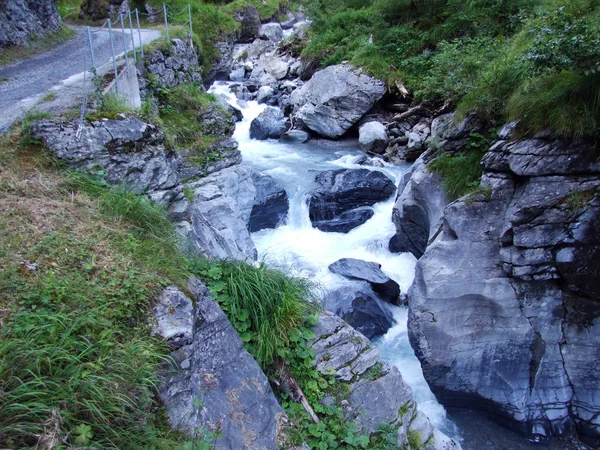 Canyon Stream Sandbach Linthal Cantão Glarus Suíça — Fotografia de Stock