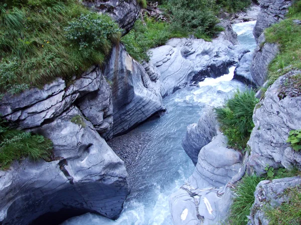 Canyon Patak Sandbach Felett Linthal Canton Glarus Svájc — Stock Fotó