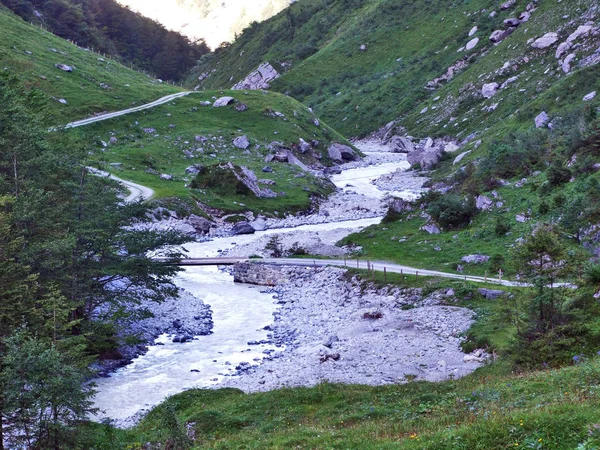 Canyon Stream Sandbach Linthal Cantão Glarus Suíça — Fotografia de Stock