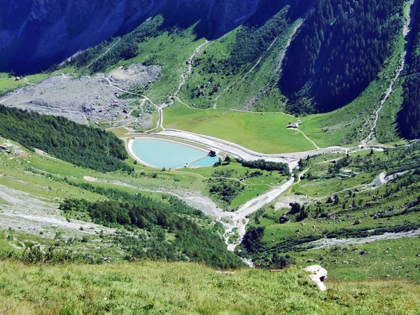Umělé Acumulational Jezero Údolí Sandbach Nebo Sandbachtal Kanton Glarus Švýcarsko — Stock fotografie