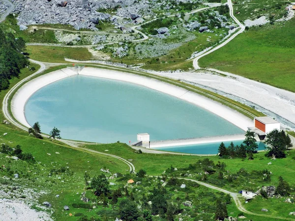 Lago Acumulacional Artificial Vale Sandbach Sandbachtal Cantão Glarus Suíça — Fotografia de Stock