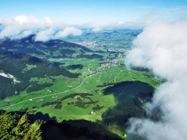 Panorama dağ kitle Alpstein -: Appenzell Innerrhoden Canton, İsviçre Alp Sigel tepesinden