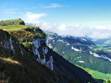 Panorama dağ kitle Alpstein -: Appenzell Innerrhoden Canton, İsviçre Alp Sigel tepesinden