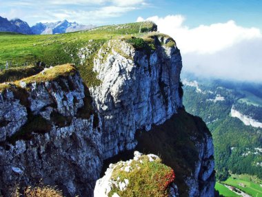 Panorama dağ kitle Alpstein -: Appenzell Innerrhoden Canton, İsviçre Alp Sigel tepesinden