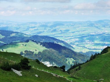Panorama dağ kitle Alpstein -: Appenzell Innerrhoden Canton, İsviçre Alp Sigel tepesinden