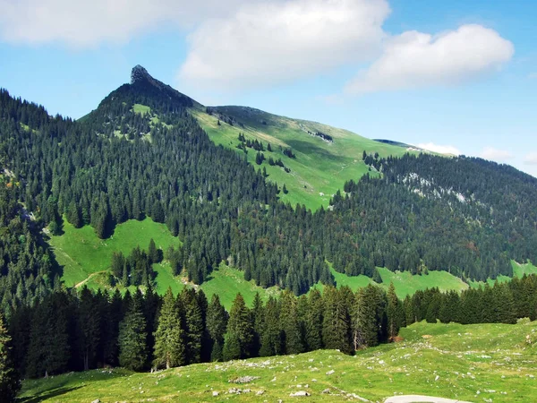 Veja Picos Cordilheira Alpina Alpstein Cantão Appenzell Innerrhoden Suíça — Fotografia de Stock