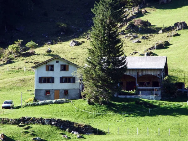 Zazwyczaj Malowniczej Alpejskiej Wioski Urnerboden Kanton Szwajcaria — Zdjęcie stockowe