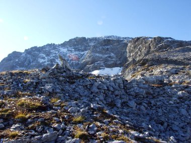 Alp Vadisi Urner Boden - Canton Uri, İsviçre yukarıda Dağları eteklerinde ilk kar